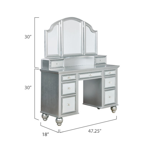 Rosdorf Park Galento 47.25'' Wide Vanity Set with Stool and Mirror